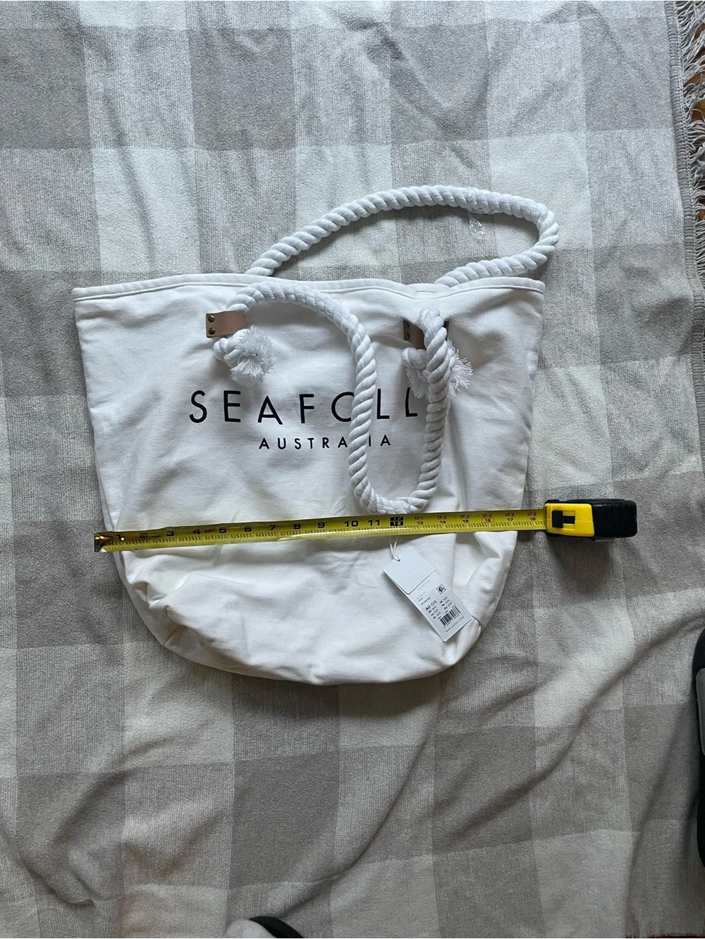 Seafolly White Canvas Logo Tote with Rope Handles
